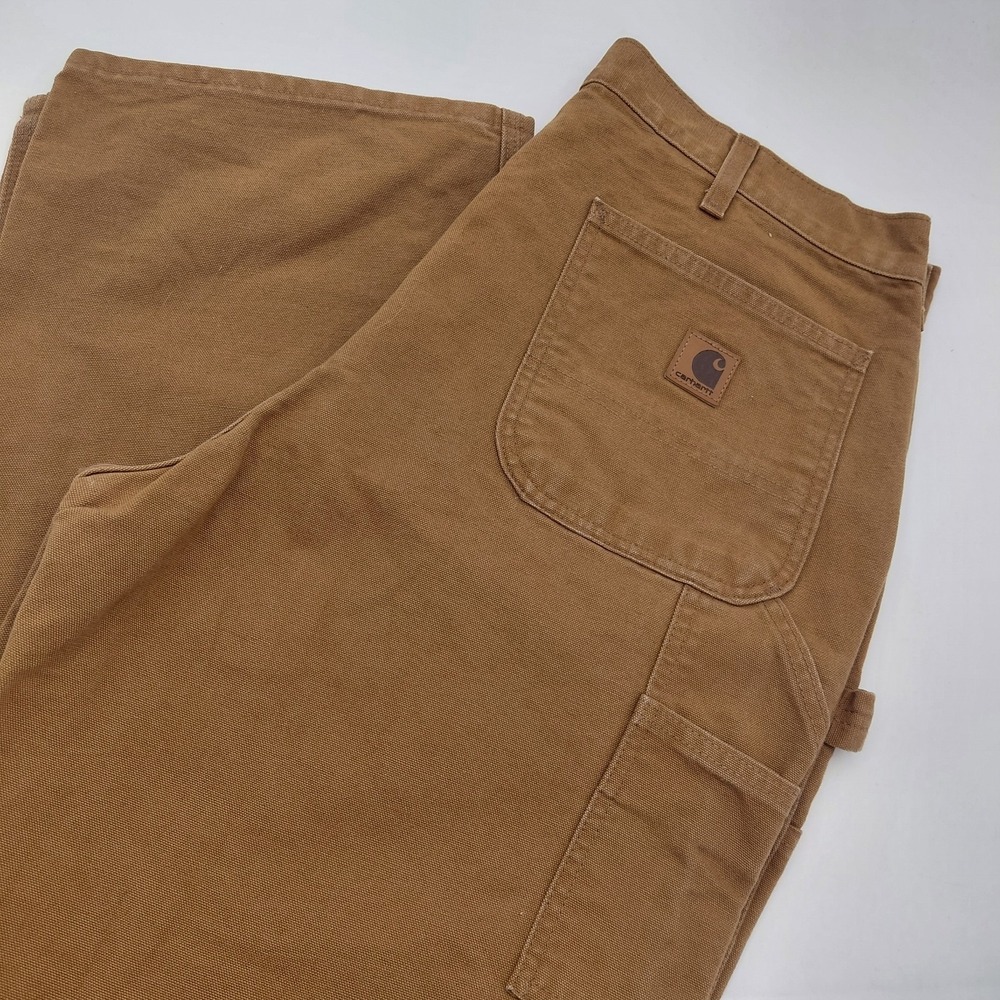 Carhartt Carpenter Duck Canvas Work Pants Mens 36×34 Dungaree Fit Country Cowboy